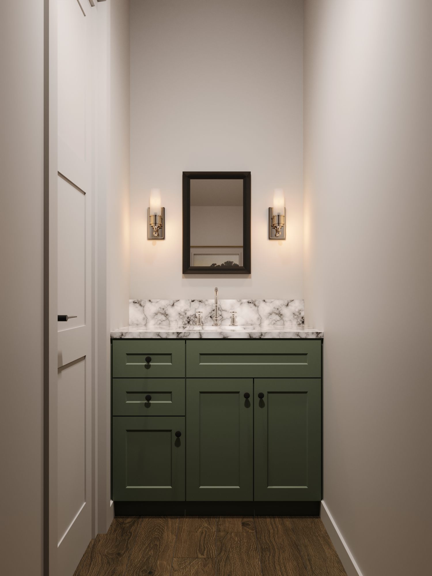 Cottage powder room vanity